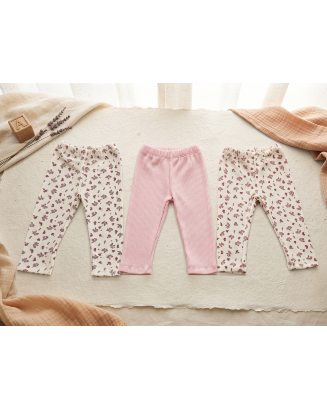 PANTALONES FLORECITAS X3